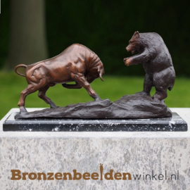 Beeld Beer en Stier van brons BBW9105br