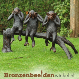 Bronzen apen beeld "Horen, zien en zwijgen" BBW94614