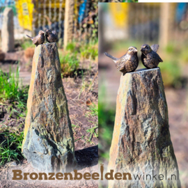 Vogel kunst beelden op sokkel van leisteen - ZOMERACTIE 9