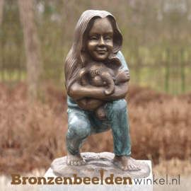 Bronzen meisje met olifant als tuinbeeld BBW1968br