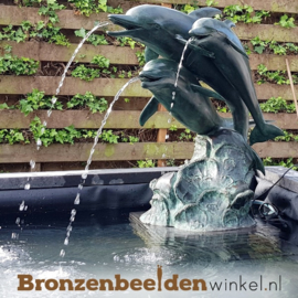 Bronzen dolfijnen beeld als fontein BBW586BR