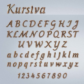 Bronzen letters Kursiva