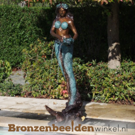 Bronzen fontein "Zeemeermin met schelp" BBW84057