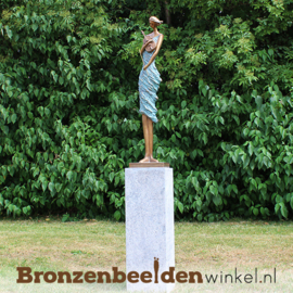 Beeld violiste brons tuinbeeld BBW1719br