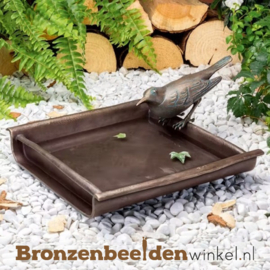 Vogelbad met merel in brons BBW37253