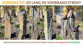Vogel kunst beelden op sokkel van basalt - ZOMERACTIE 2