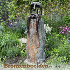 Tuinbeeld "De Stilte" op Leisteen sokkel