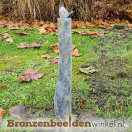 Bronzen zittend musje in kleur BBWF6532fa01