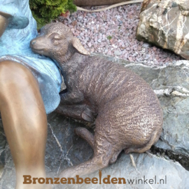 Bronzen jongen met fluit en lam BBW0687br