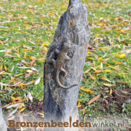 Bronzen hagedis beeldjes op twee zuiltjes BBWR1114