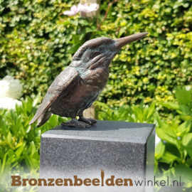 Tuinbeeld ijsvogels in brons op twee zuilen BBW88367