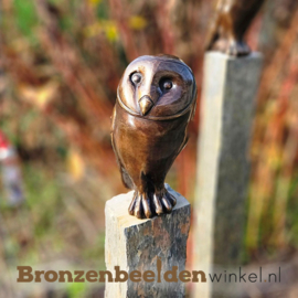 Uiltjes beeldjes van brons op leisteen sokkels BBW37236-ls