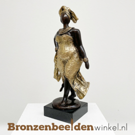 Bronzen beeld "Adama op sokkel" 35 cm uit Afrika  bbwDV10GR35