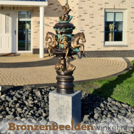 Bronzen fontein met paarden en kinderen BBW8007