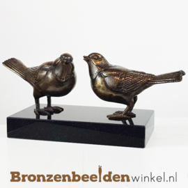 Bronzen vogel beeldjes op sokkel BBW80003