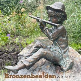 Bronzen tuinbeeld "Peter met fluit" BBWR88722