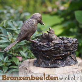Bronzen vogel met nestje BBW0396br