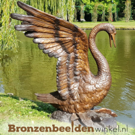 Waterornament tuin idee ''Bronzen zwaan beeld'' BBW55874br