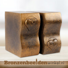 Bronzen duo urn met hartjes BBW0650+0651br