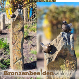 Vogel kunst beelden op sokkel van leisteen - ZOMERACTIE 13