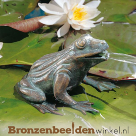 Waterornament tuin idee ''Kikker spuitfiguur brons'' BBWR90110