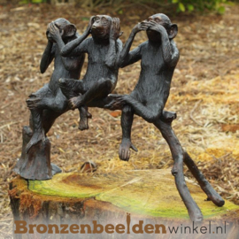 Bronzen apen beeld "Zwijgen, Horen, Zien" BBW97190