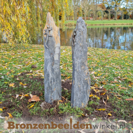 Bronzen hagedis beeldjes op twee zuiltjes BBWR1114