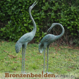 Beeld kraanvogel paar in brons BBW9470-71