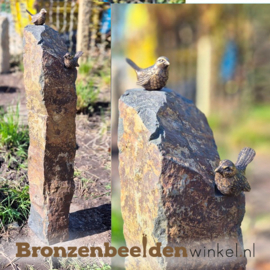 Vogel kunst beelden op sokkel van basalt - ZOMERACTIE 11