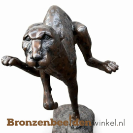 Sprintende cheeta beeld van brons BBW56003
