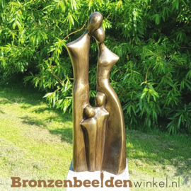 Bronzen tuinbeeld "Gezin met 2 kinderen" - kleine versie BBW2388br
