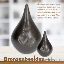 Urnen voor hele gezin "Teardrop" met hartjes BBW0608BR-G