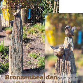 Vogel kunst beelden op sokkel van leisteen - ZOMERACTIE 15