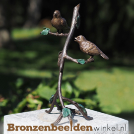 Twee musjes op tak in brons BBW1372br