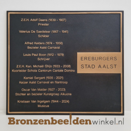 Officiële plaquette 40x45 cm donkere patina