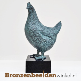 Bronzen beeld hen op sokkel BBW5418br