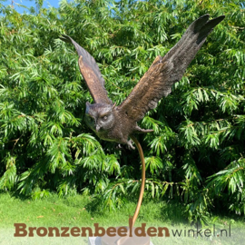 Bronzen beeld vliegende uil BBW2209br