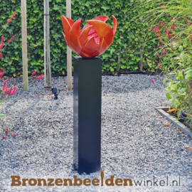 Abstract tuinbeeld "Bloem des Levens" - Rood