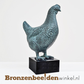 Bronzen beeld hen op sokkel BBW5418br