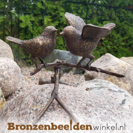 2 vogels op tak in brons BBWFH2M