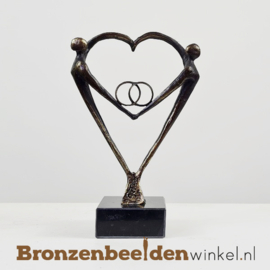 TOP bronzen huwelijkscadeau "Het Hart" met ringen