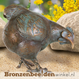 Bronzen beeld kip met kuikens BBW37203