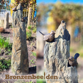 Vogel kunst beelden op sokkel van leisteen - ZOMERACTIE 10