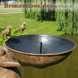 Groot waterornament vrouw met vogeldrinkbak BBW52855br