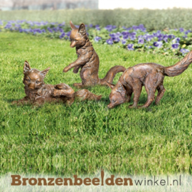 Bronzen beeld vosjes BBW37987