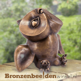 Beeld grappige baby uil van brons BBW37236