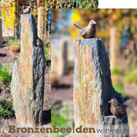 Vogel kunst beelden op sokkel van leisteen - ZOMERACTIE 6