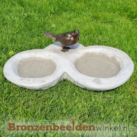 Dubbele waterdrinkbak met vogel BBW1230br