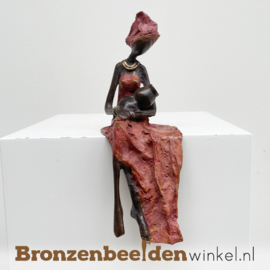 Zittend Afrikaanse vrouwenbeeld "Zarina" 24cm BBWZT01GR