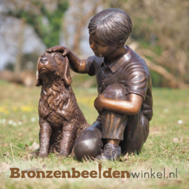 Tuinbeeld jongetje met hondje BBW1518br